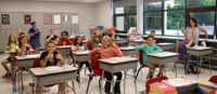 students and educators on first day of school