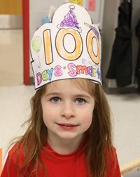student on the 100th day of school