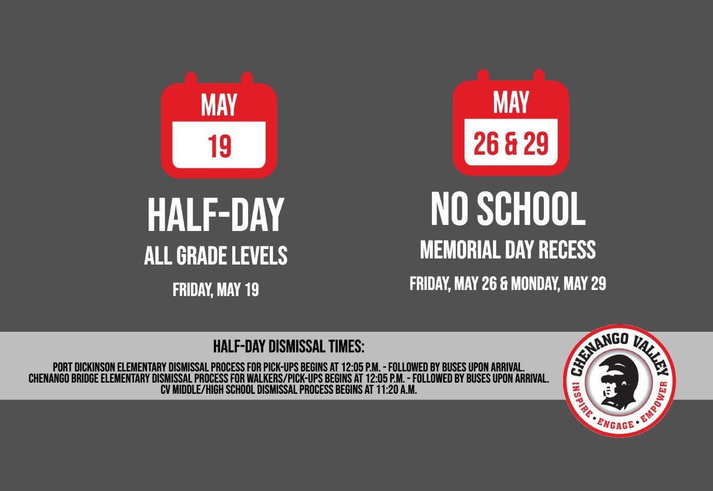 no school and half-day
