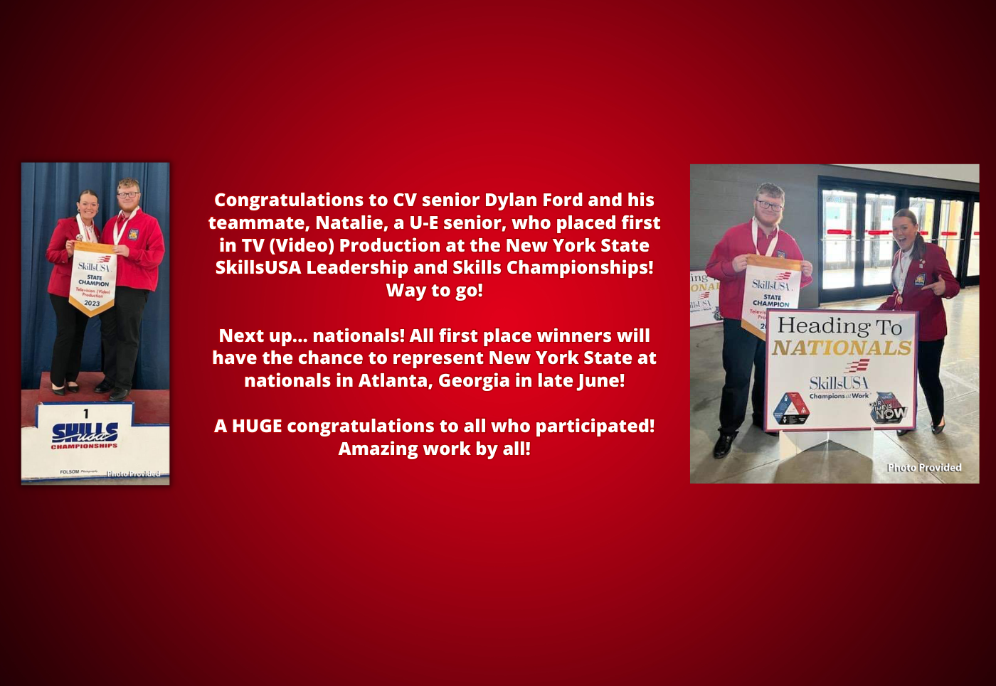 skills u s a accomplishment - first place in t v production