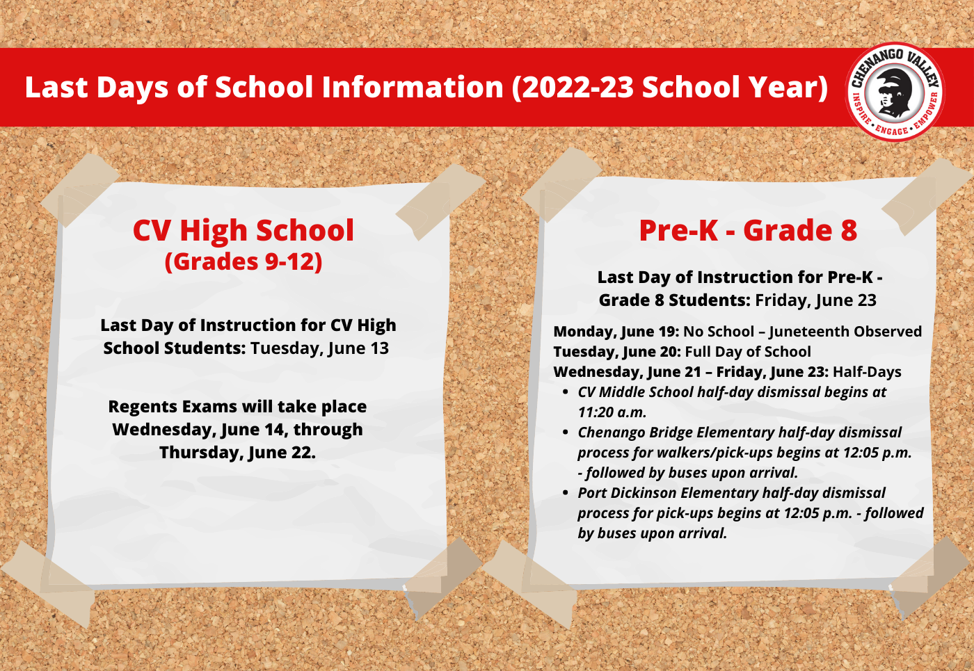 last days of school information