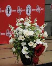 flowers on graduation stage