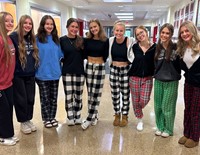 students dressed for pajama day