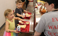 students on the first day of pre-K